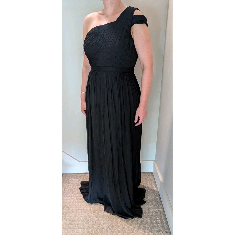 J. Crew 100% Silk One Shoulder Maxi Gown sz 16 Holidays Wedding Cocktail Party